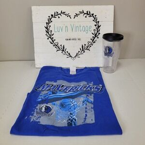 Dallas Mavericks T Shirt and‎ Cup Set NBA Basketball Graphic Tee Souvenir Size L